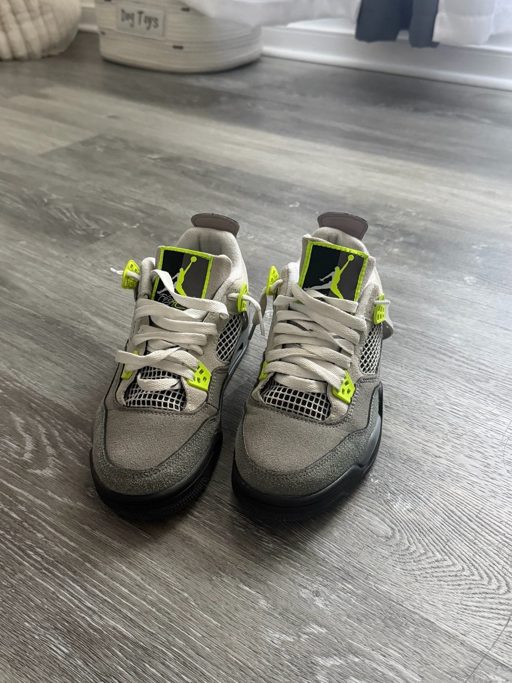 Jordan Men’s Sneakers in Grey with Neon Yellow Accents